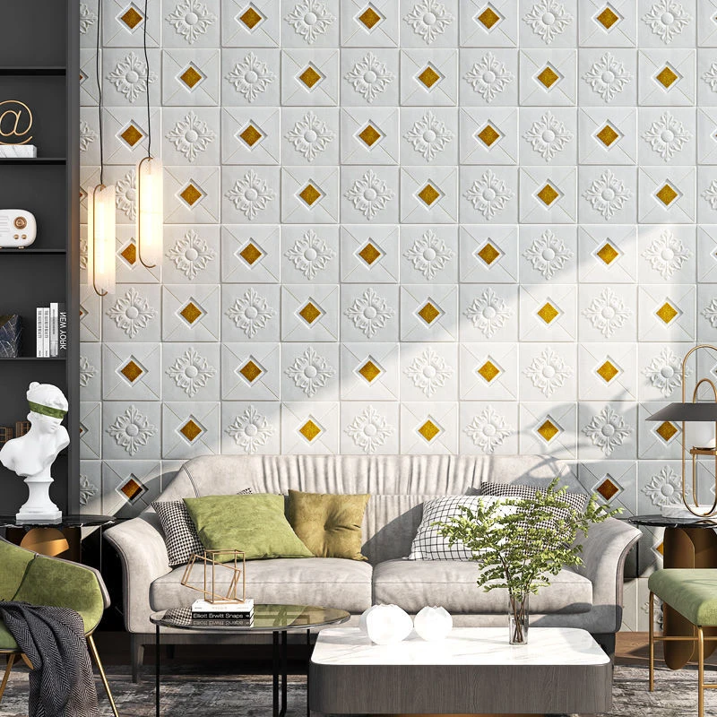 

10Pcs 3D Wall Sticker Self-Adhesive DIY Waterproof Foam Wallpaper For Kids Room Kitchen TV Roof Ceiling Background Stickers