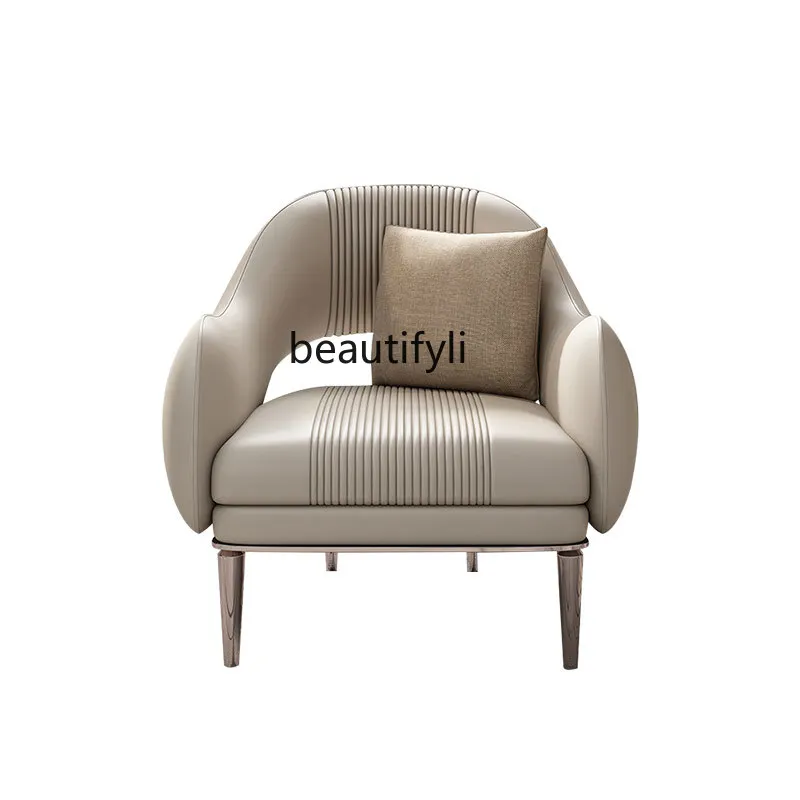 

LBX Minimalist Modern Leisure Chair Living Room Balcony Fabric Lazy Lying Chair Leather Single Sofa
