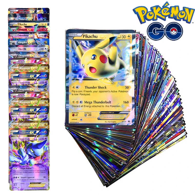 

English French Pokemon board game card collection card gift 100 colorful flash cards/set