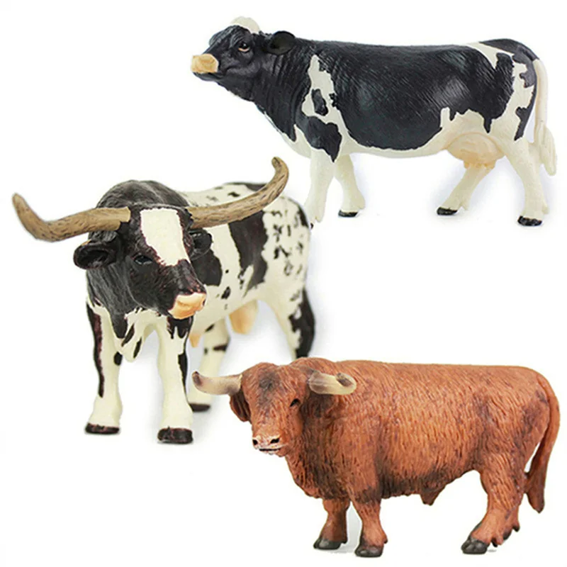 

Realistic Wildlife Cow Holstein Bull Texas Longhorn Bull Solid Kids Toys Action Figures Model Collection Toys Childrens Kid Gift