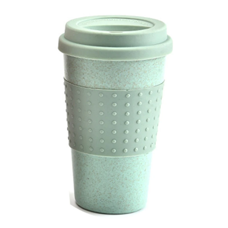 

Eco-friendly Coffee Tea Cup Wheat Straw Travel Water Drink Mug with Silicone Lid Drinking Mugs