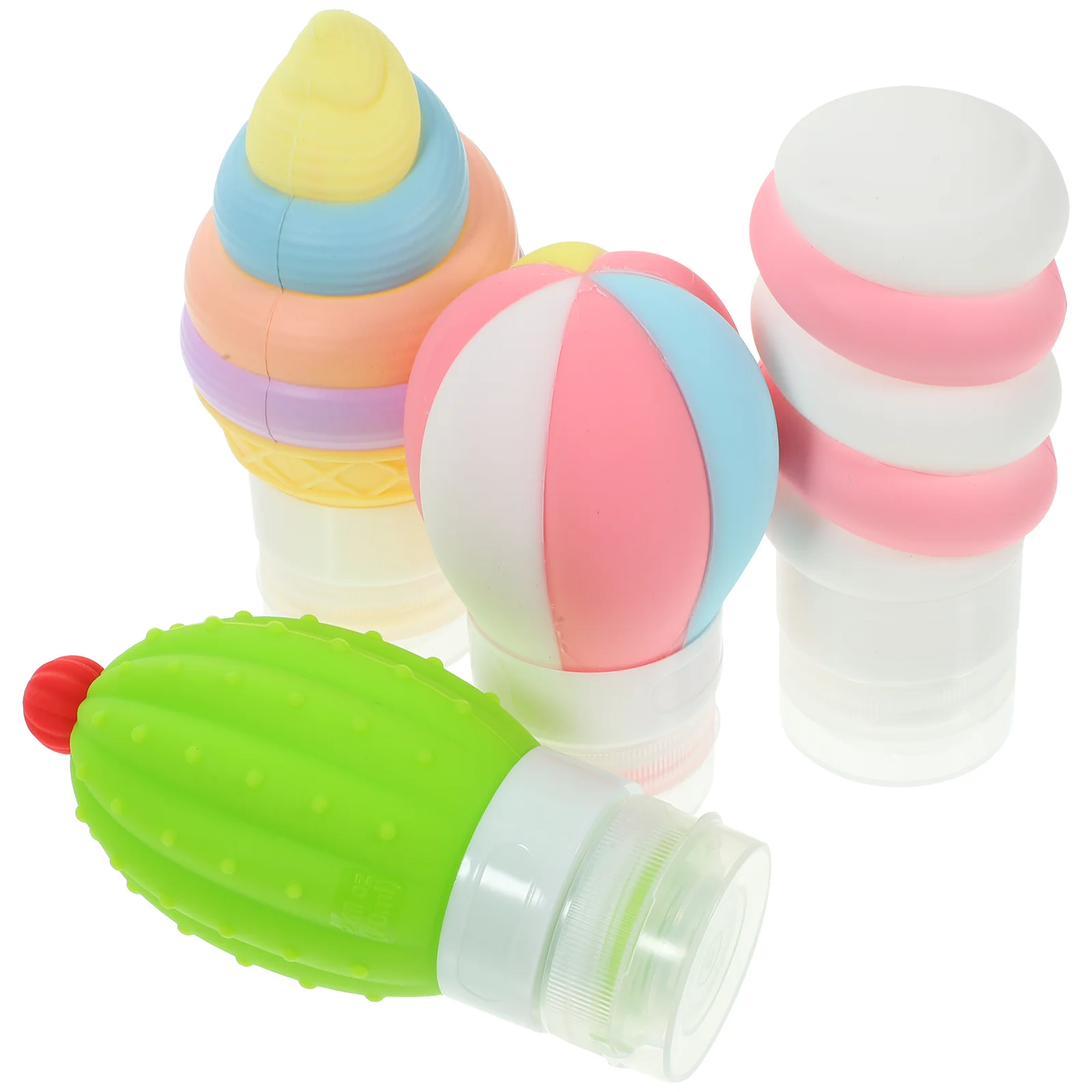 

4 Pcs Skin Care Products Travel Ice Cream Containers Silica Gel Ketchup Squeeze