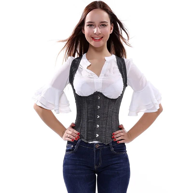 Готический сексуальный корсет на бретельках под грудью жилет шнуровке