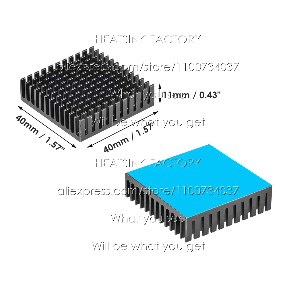 40x40x11 мм черный квадратный зигзаг алюминиевые штырьковые ласты радиатор