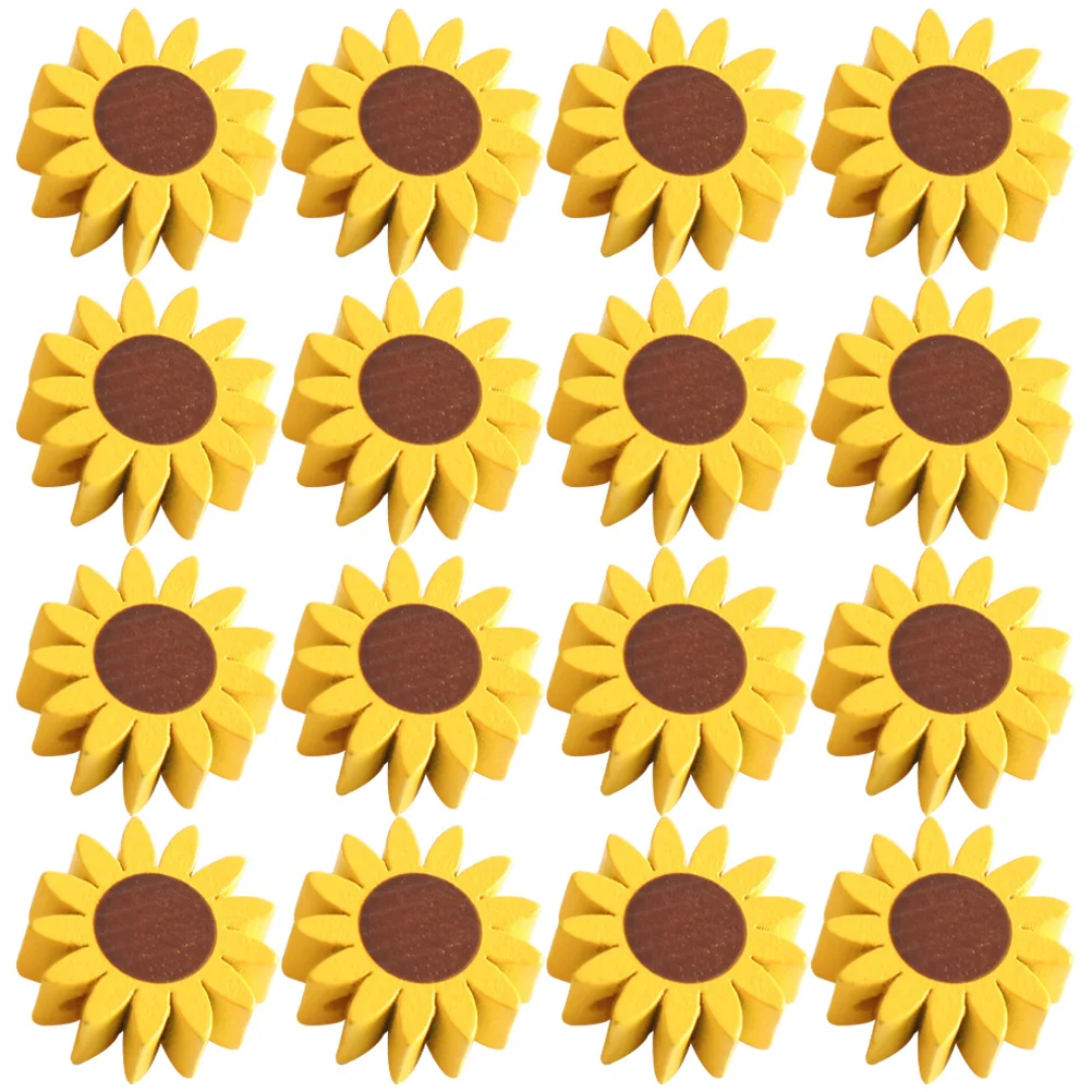 

50pcs Sunflower Wooden Beads Flower Shaped Rustic Beads DIY Spacer Beads Pearl