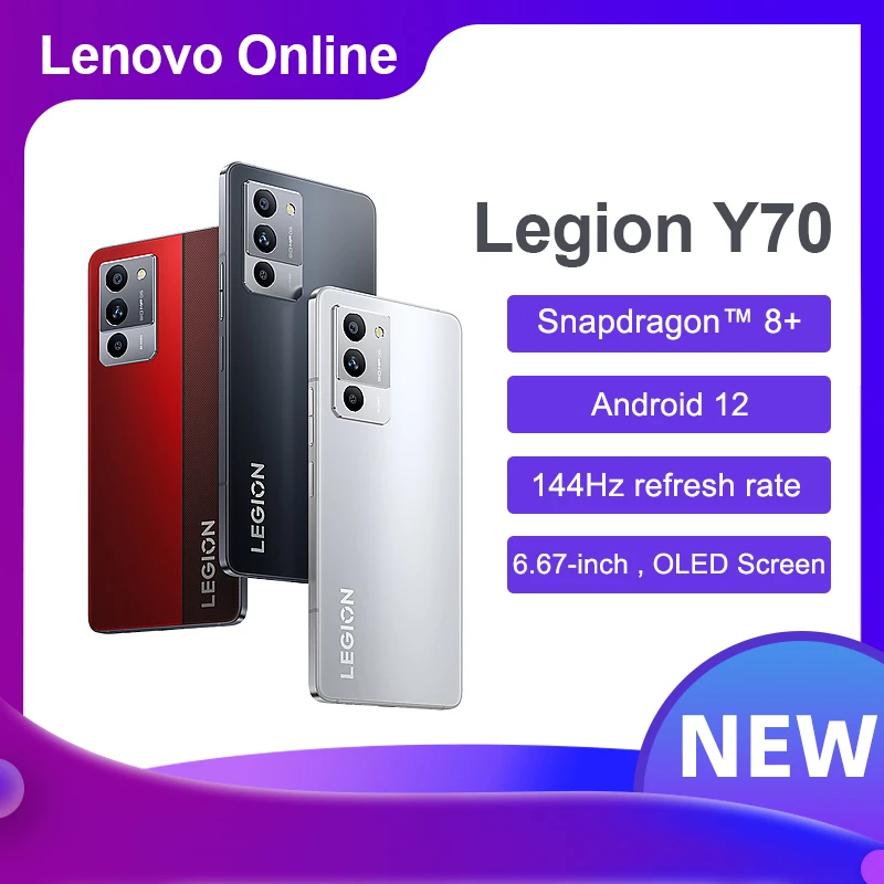 Lenovo Legion Y70 Gaming SmartPhone, 6.67 Inch 144Hz OLED,Snapdragon 8+ Gen1,50MP Triple Camera,68W Charge NFC Original Firmware