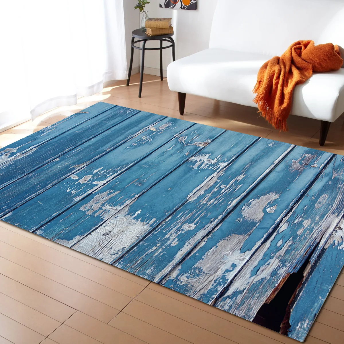 Ретро потертый ковер с текстурой древесины для гостиной журнального столика