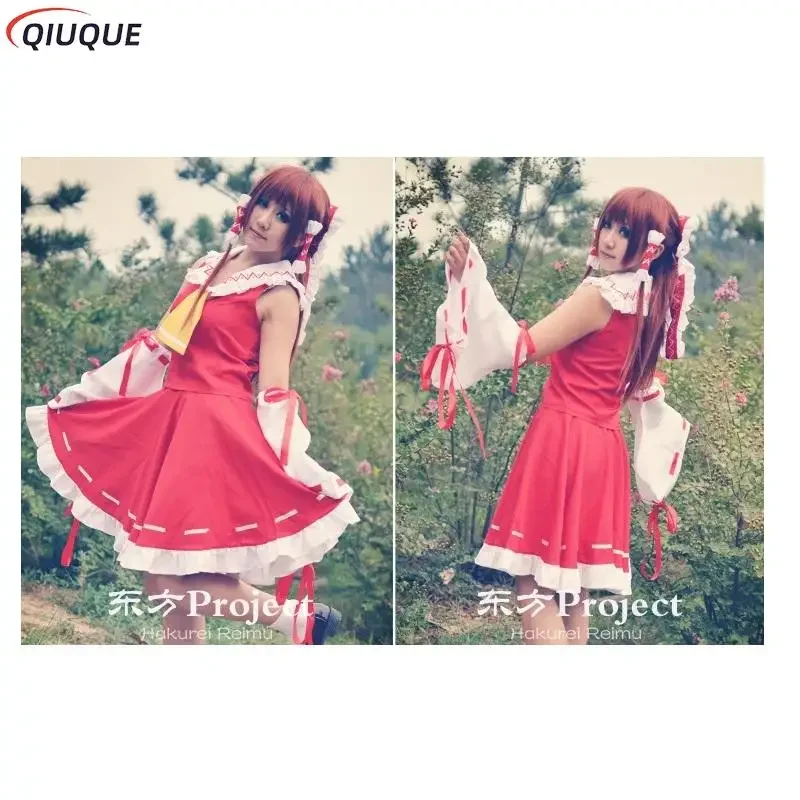 Аниме Touhou Project Косплей Костюм Hakurei Reimu Mikofuku Женская униформа Платье Полный