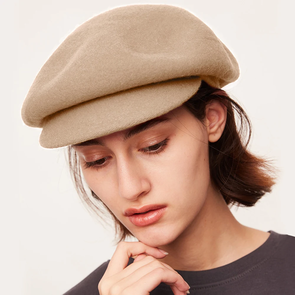 

Женские зимние плотные береты OhSunny, винтажные береты из 100% шерсти для отдыха художника, туристические шапки, теплые однотонные элегантные женские шапки из овечьей шерсти