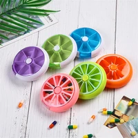 7 days weekly pill box portable round small pill box holder weekly medicine storage organizer container