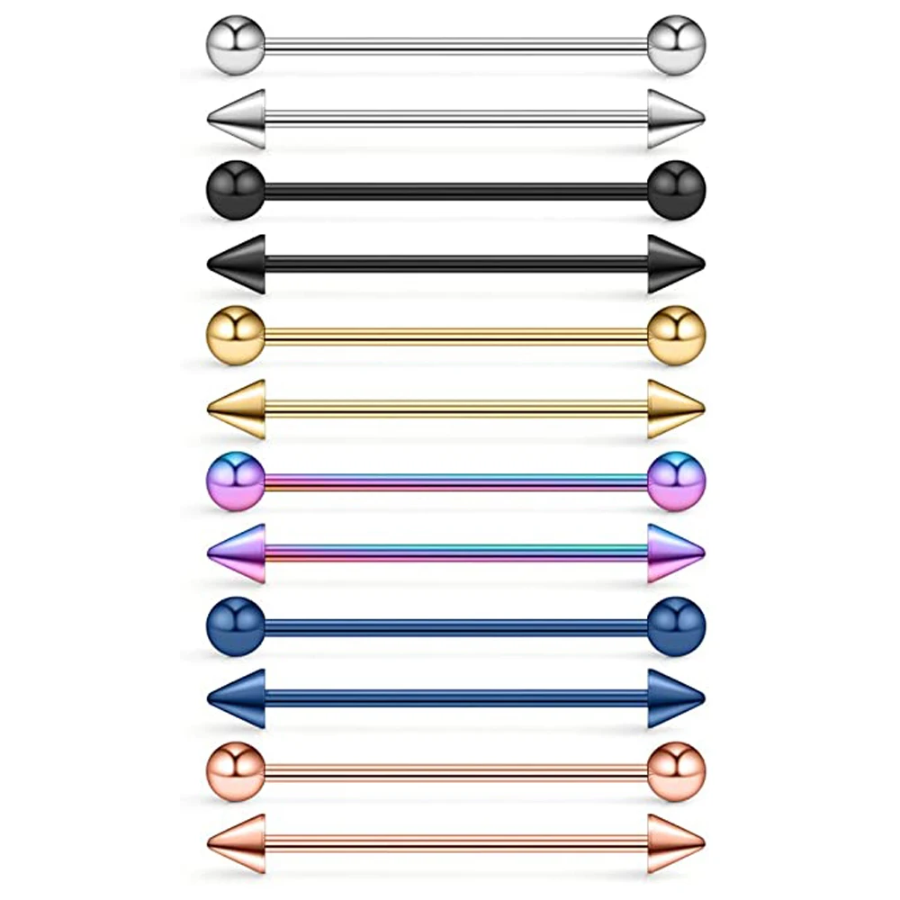 WKOUD 14 Калибр шарики и шипы Промышленная Штанга для пирсинга тела ювелирные изделия 32 мм 35 мм 38 мм 40 мм упаковка