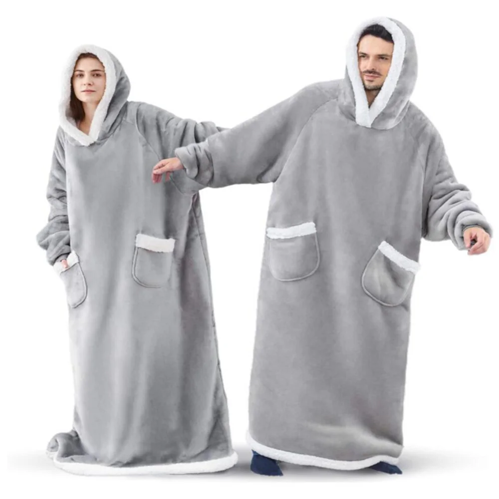 

Зимние толстовки Comemore большого размера 2023, супердлинное одеяло с капюшоном и рукавами, женский и мужской пуловер, флисовое одеяло с гигантским тв, толстовки