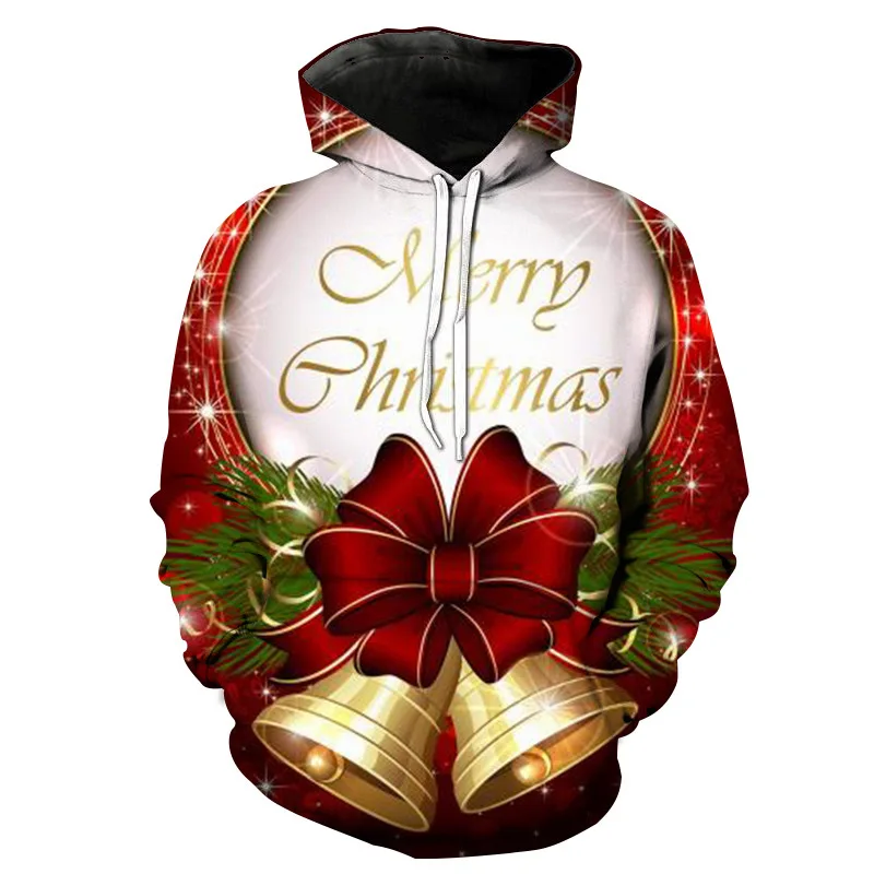 

European and American Christmas 3D print pattern hoodie sports casual 3D digital men's round neck parent-child pullover hoodie