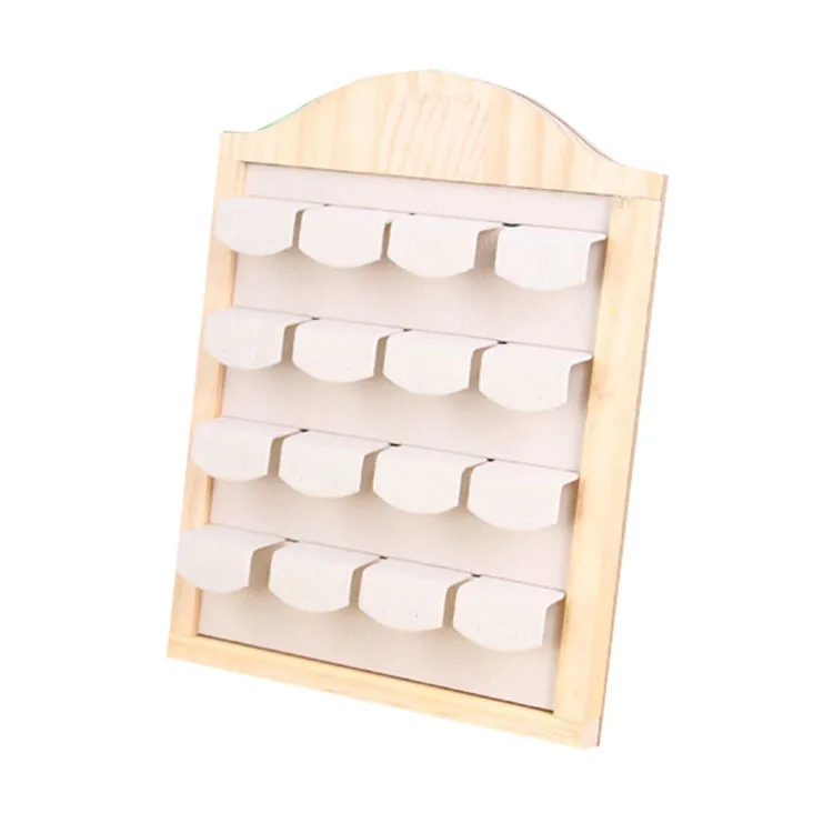 Wood Earring Display Stand, Retail Jewelry Card Display Stand with Groove16 Earring Cards Portable Earring Ring Organizer Holder