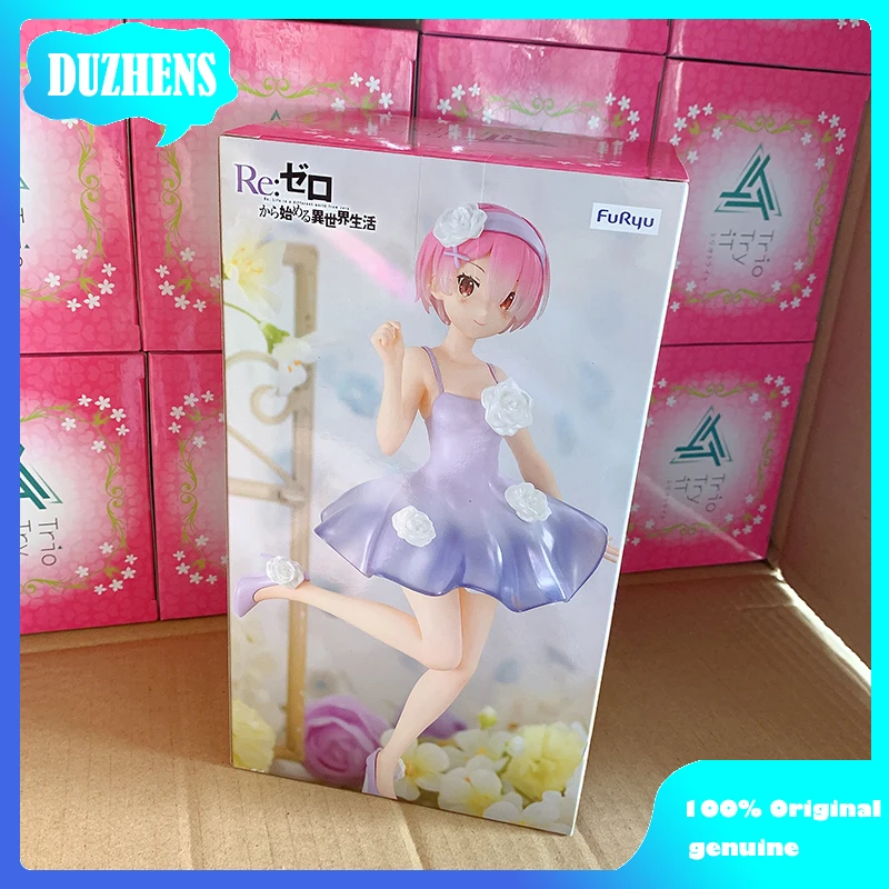 

FuRyu Оригинал: Re:Zero RAM Цветочная юбка ver.21 см ПВХ экшн-модель игрушки Фигурки коллекционный кукла подарок