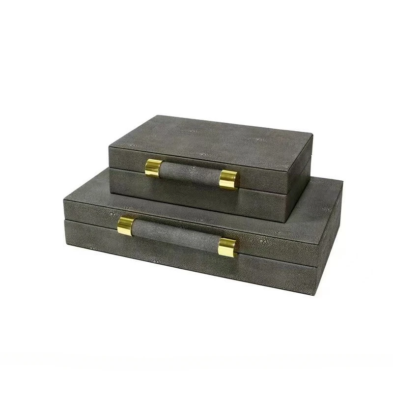 Деревянная шкатулка для ювелирных изделий винтажная хранения из двойной кожи