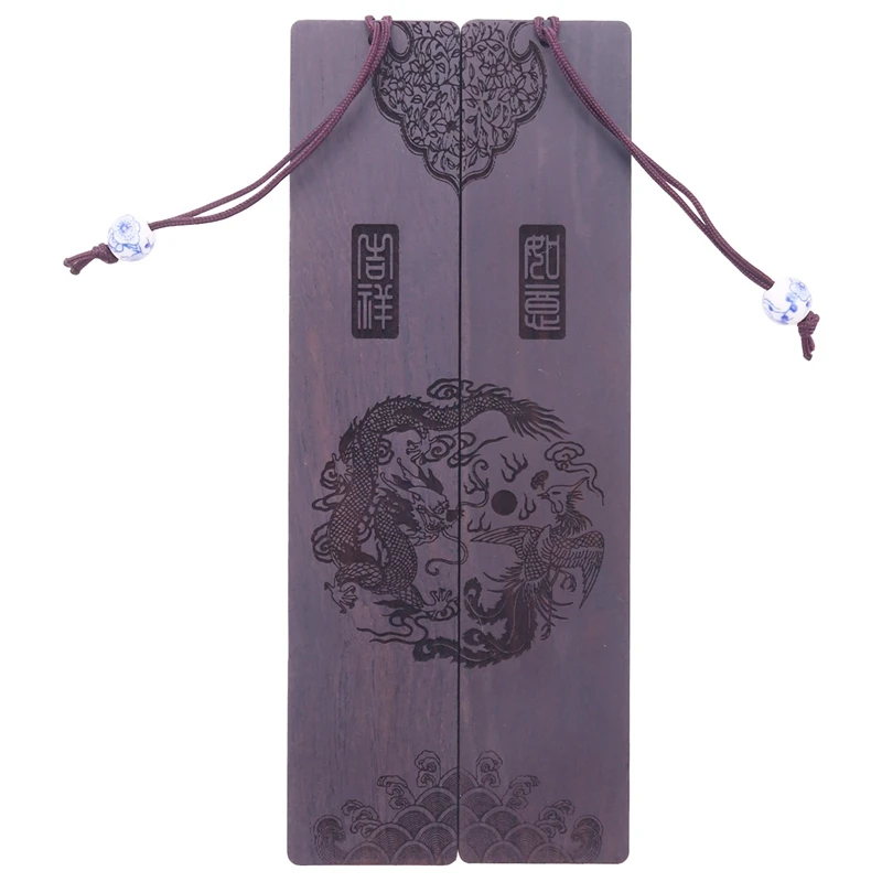 

Natural Wooden Bookmark With Ancient Chinese Characters, Dragon And Phoenix Pattern, Gift For Teacher, Student