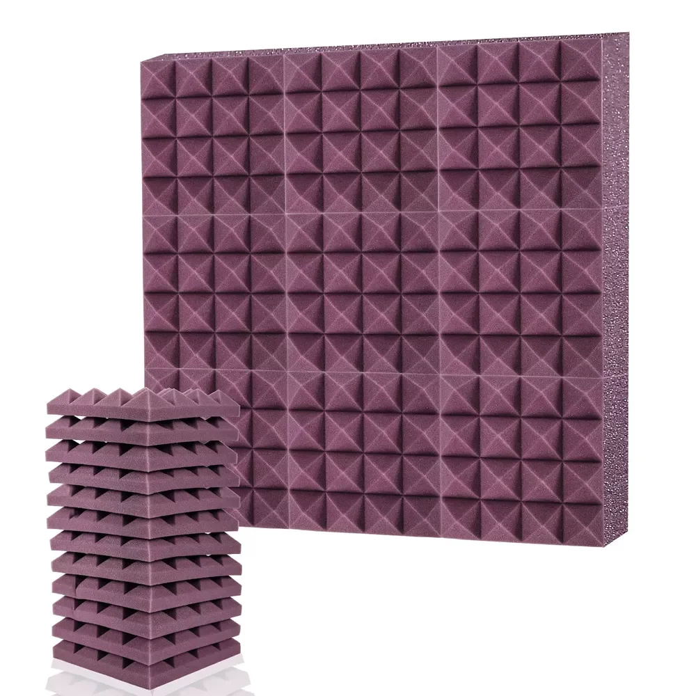 

24Pack 25x25x5cm Studio Acoustic Soundproof Foam Pyramid Sound Absorption wall Treatment Panel Flame Retardant Protective Sponge