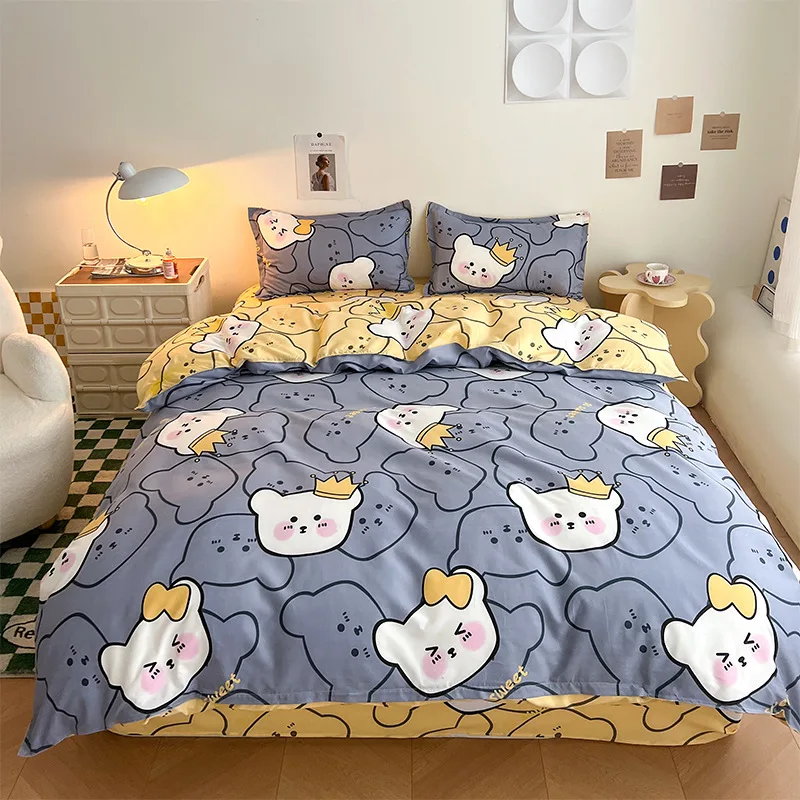 

3/4PC Bedding Set Duvet Cover/ Quilt Cover Bedclothes Bed Sheet Single Double Queen King Size For Four Seasons With Pillowcases
