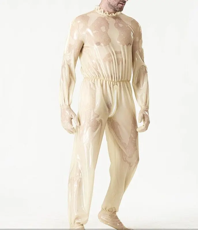 Латексный резиновый прозрачный комбинезон Зентаи на плечо и молнии Strumpfhose S-XXL