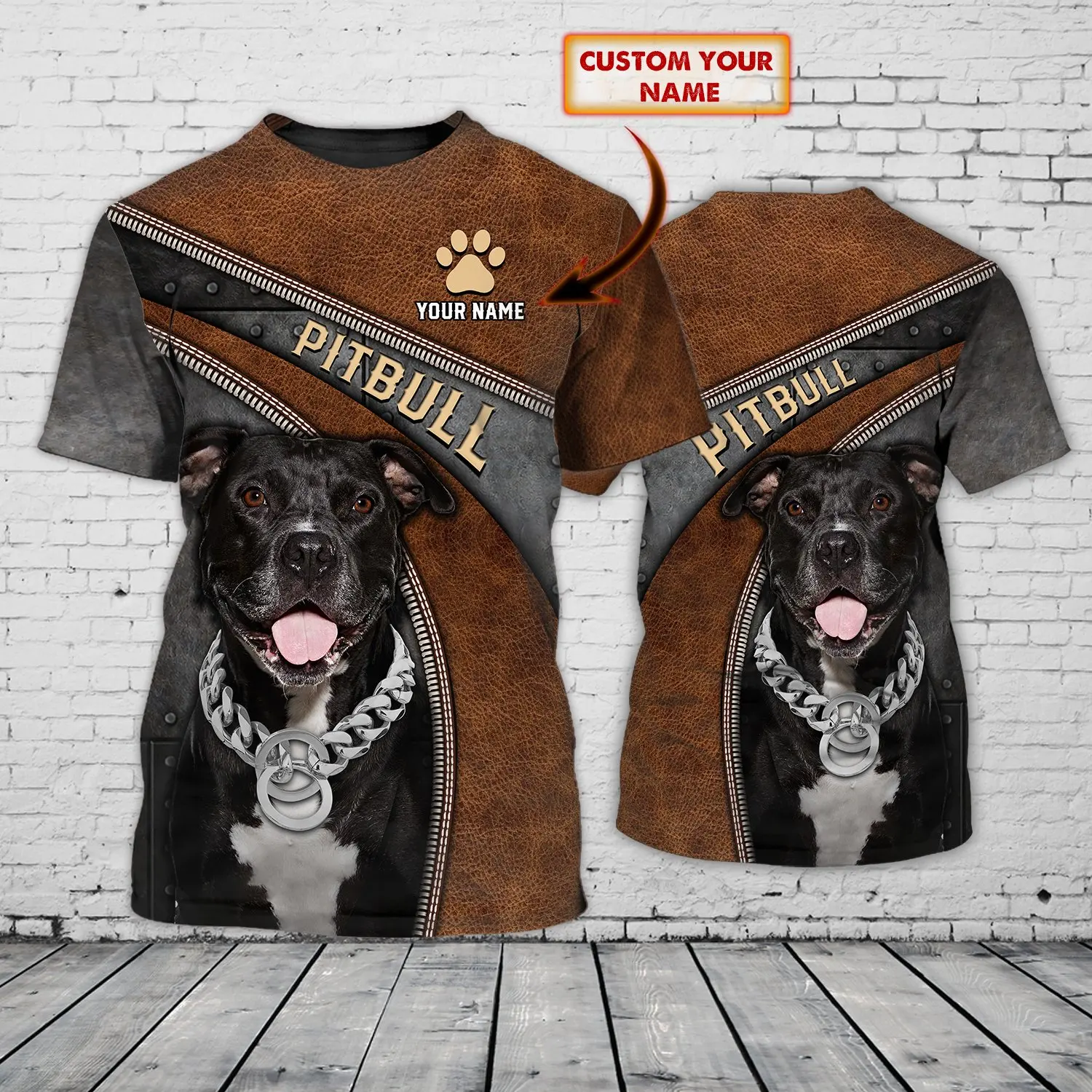Фото Dog Lover Pit Bull Персонализированное имя 3D Мужская футболка с принтом по всей поверхности Летний стиль Повседневные футболки Футболка унисекс TX-97 №2