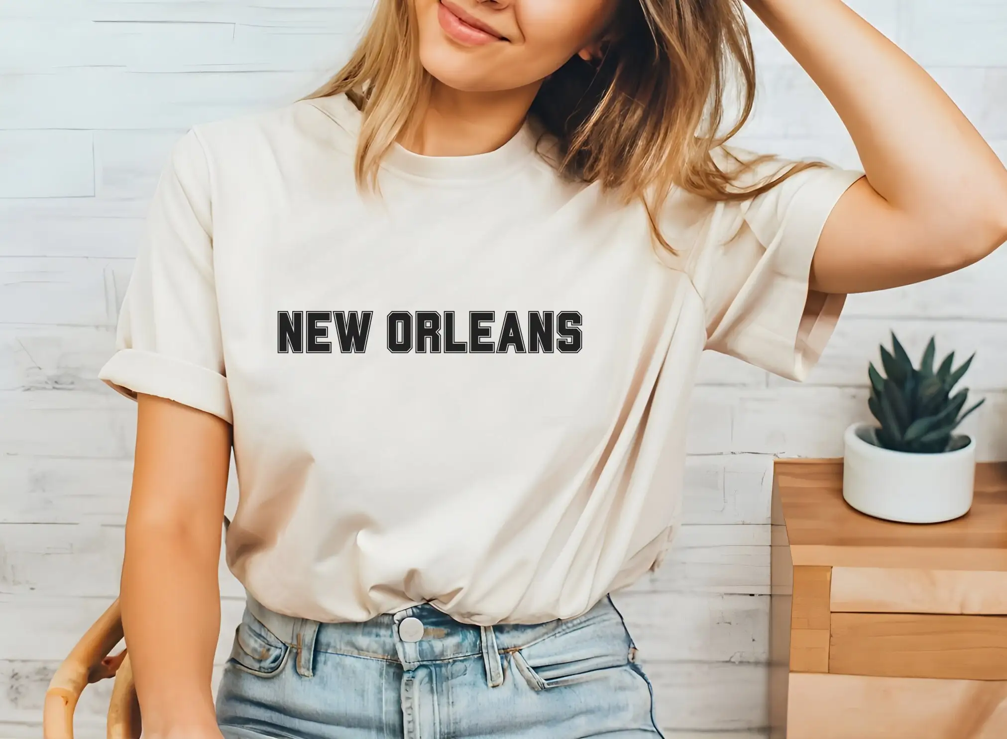 Футболка New Orleans Louisiana из хлопка с движущимся текстом города