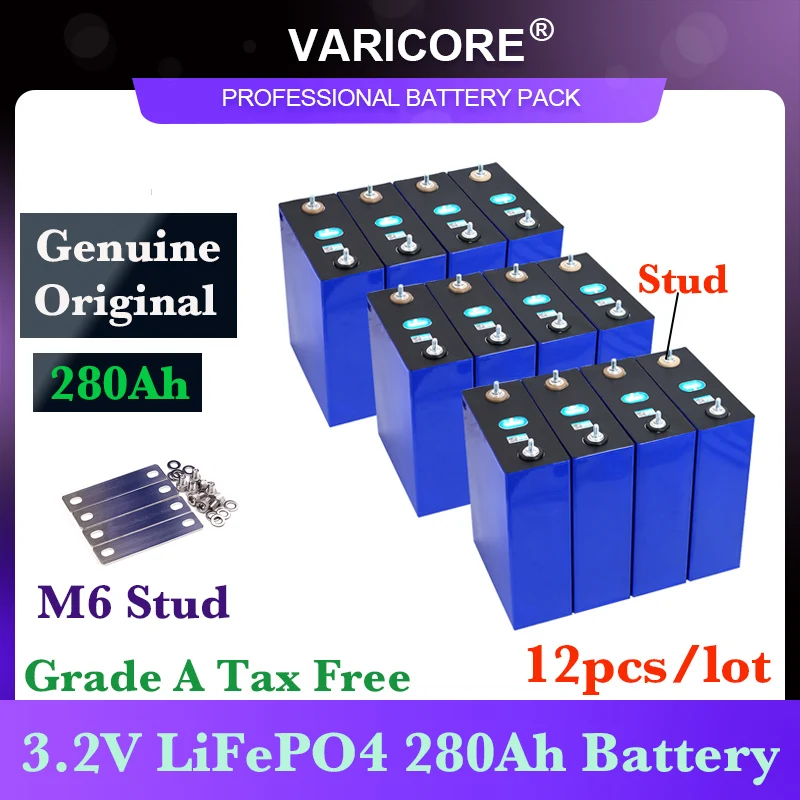 12 шт. 3 2 В 280 Ач LiFePO4 аккумулятор Литий-железо-фосфа аккумуляторы для электромобиля
