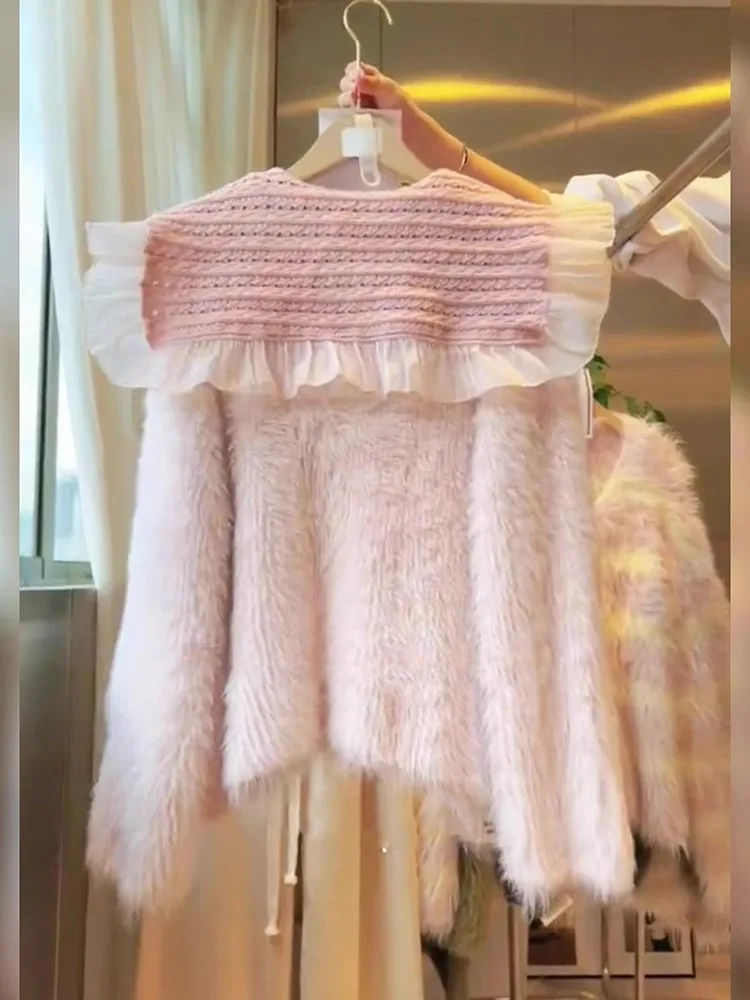 Весенне-осенний кардиган с кукольным воротником уникальное шикарное