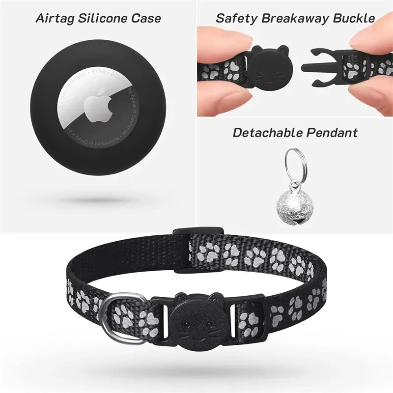 Фото Ошейник для кошек с AirTag, съемный ошейник для кошек с QR-меткой и светоотражающим элементом, легкий ошейник для котят, совместимый с GPS-трекером Apple AirTag. №2