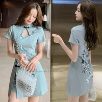 2022 chinese dress traditional dress women qipao dressshorts set chinese style cheongsam party floral dress elegant party dress