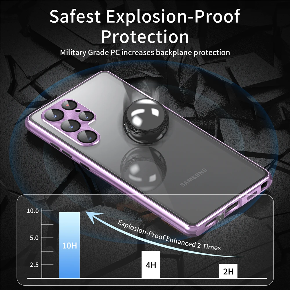 Metal Magnetic Double Sided Glass Cover For Samsung Galaxy S23 S22 S21 Ultra 5G Phone Case Camera Screen Protection Coque Funda