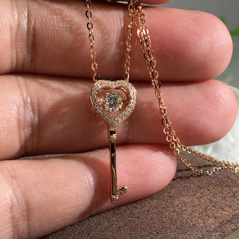 Женская цепочка с белым цирконом модное ожерелье кулоном в виде ключа от