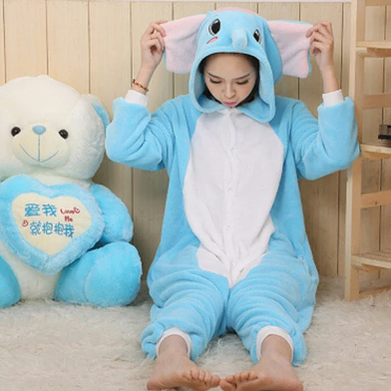 Парные пижамные комплекты с серым слоном женские зимние комбинезоны милыми