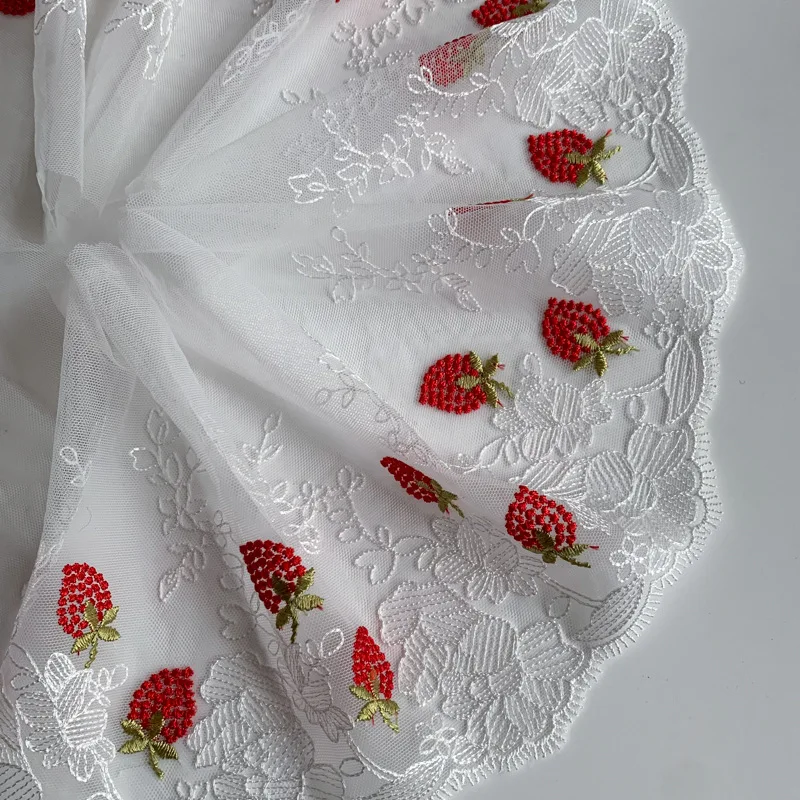 

1 ярд/18 см, красно-белая полиэфирная мягкая сетка с вышивкой, кружевная отделка, платье, искусственное шитье, поделки, кукольный материал