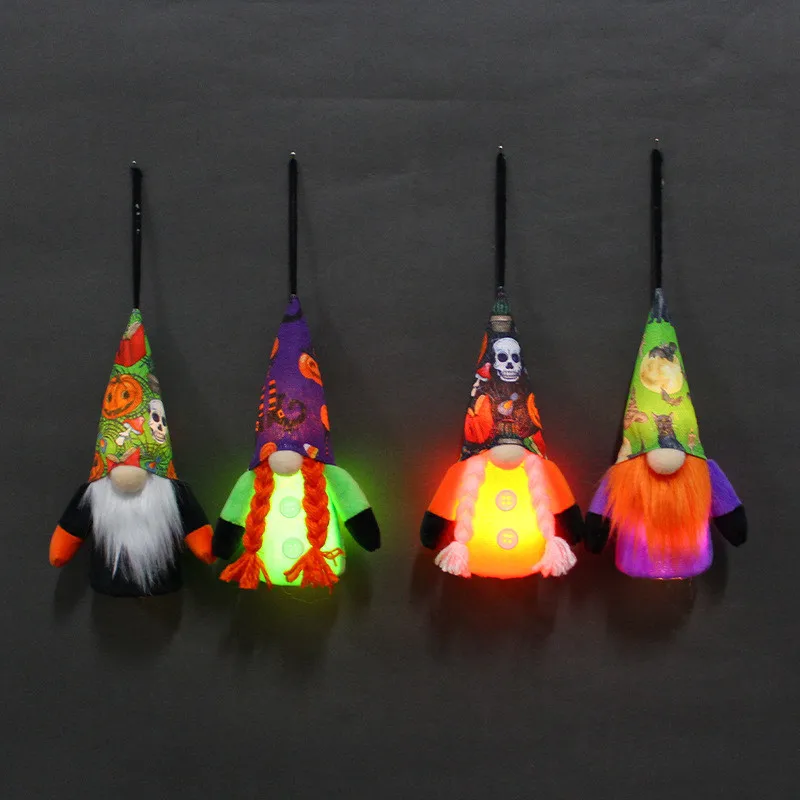 Halloween Gnome Hanging Ornaments Glowing Skull Pumpkin Bat Elf Dwarf Pendent Halloween Door Hanging Decoration Party Supplies images - 6