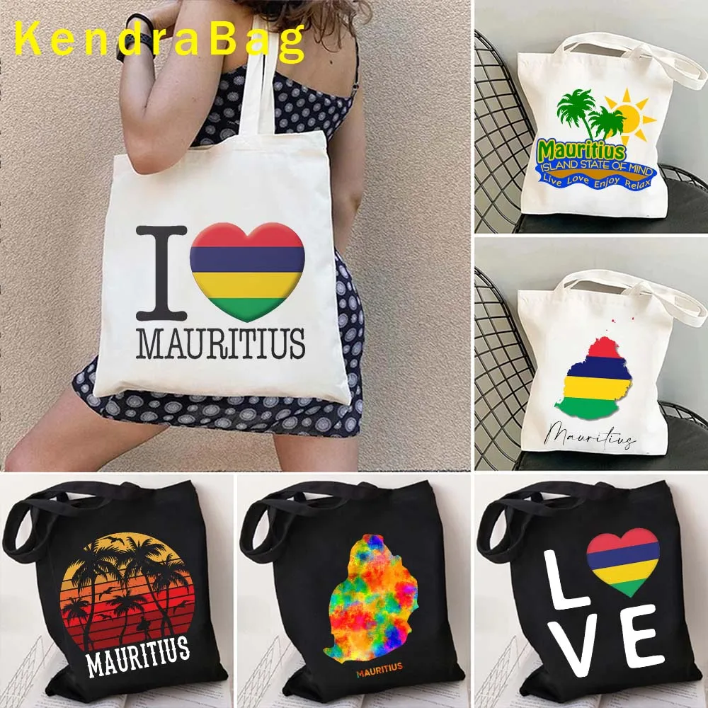 

Mauritius Island Country Map Flag Heart Mauritius Girl Gifts Palm Trees Ocean Beach Vintage Travel Canvas Tote Bag Cute Handbags