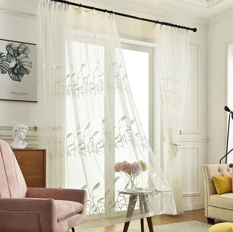 

Embroidery Reed Screens Simple Modern Curtains Living Room Dining Room Bedroom Windows 2022 High Quality