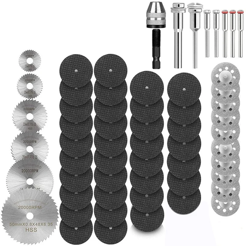 

60 Pcs Diamond Cutting Wheels, HSS Circular Saw Blades 6Pcs, Resin Cutting Discs36pcs, Diamond Cutting Wheels 10Psc