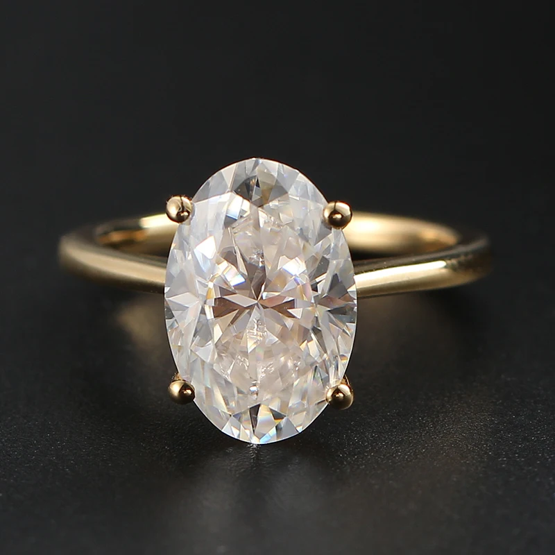 

14K Au585 Yellow Gold Ring Matching band Wedding Anniversary Engagement Party Ring Oval Moissanite Diamond Elegant Trendy