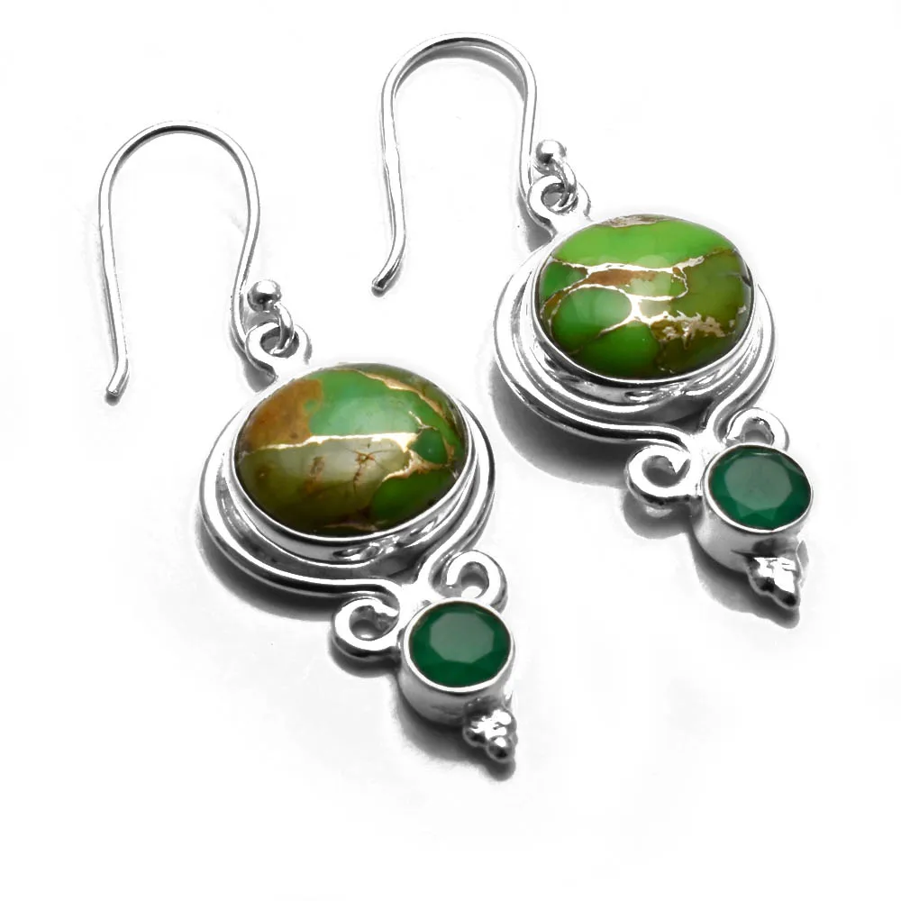 

Оригинальные зеленые бриллиантовые серебряные серьги, 41 мм, AE2765