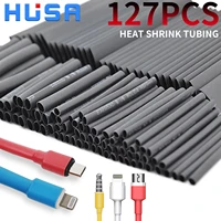 127 pcs 12 ratio heat shrink thermoresistant tube heat shrink wrapping kit electrical connection wire cable repair insulati