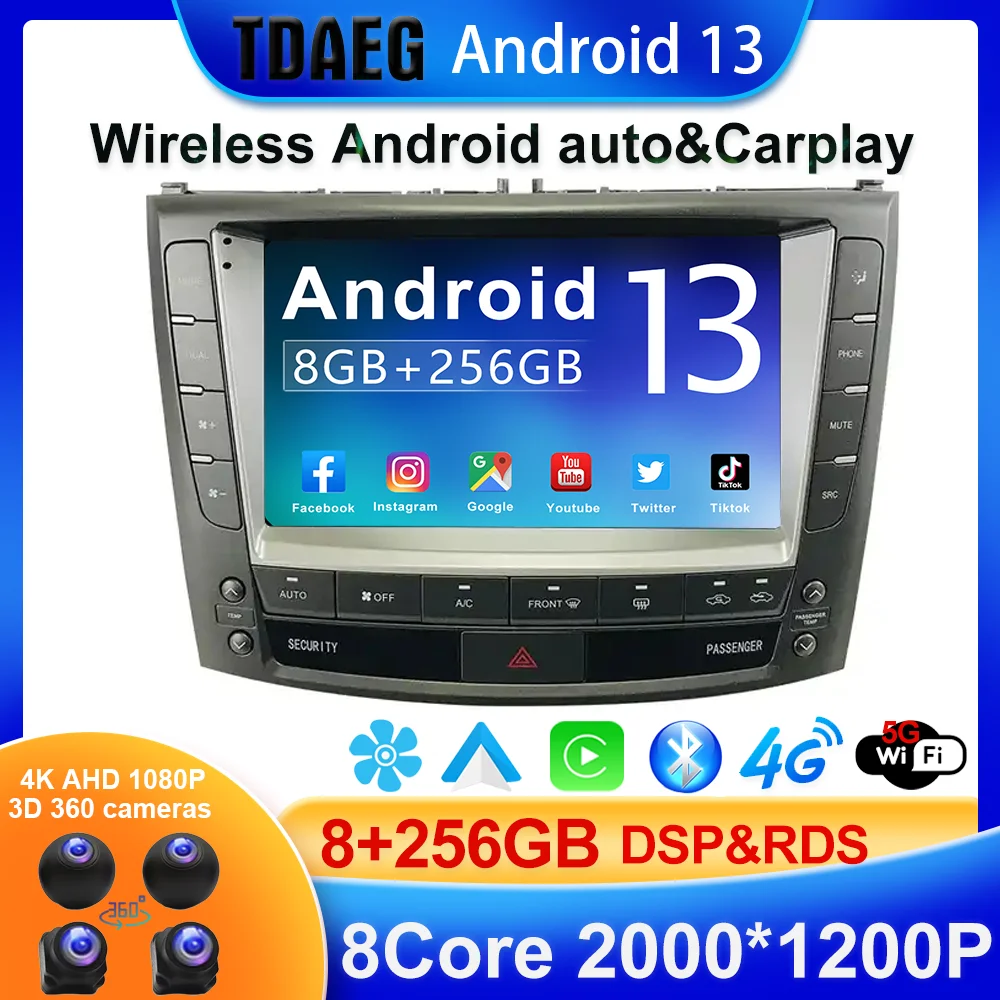 

Android 13 для Lexus IS200 IS250 IS300 IS300C 2006-2012 мультимедийный видеоплеер 4G WIFI навигация GPS DSP Carplay android авто