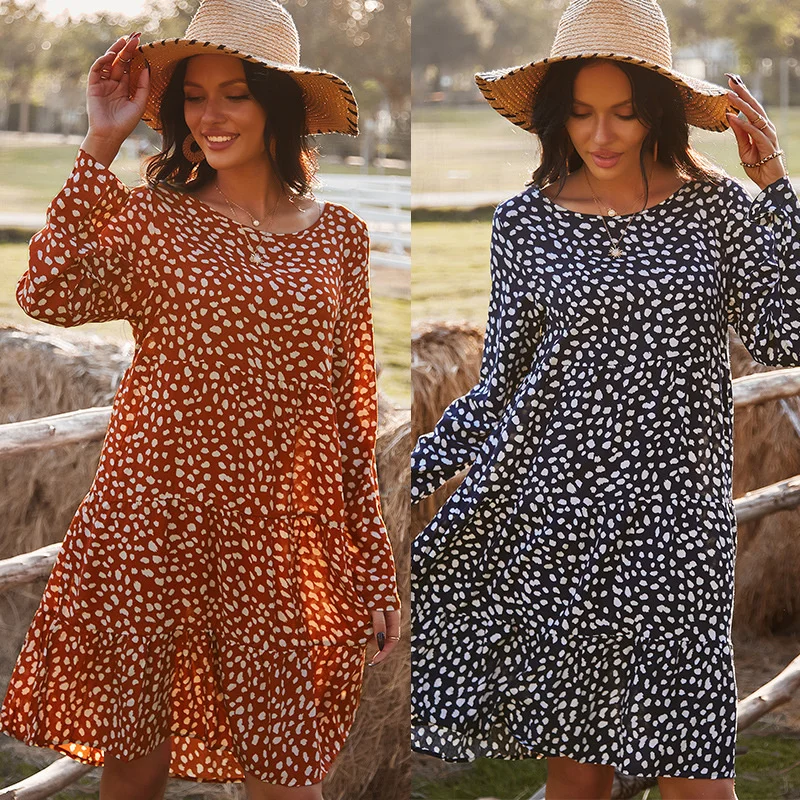 

Women's autumn 2022 classic print winter dress elegant befree