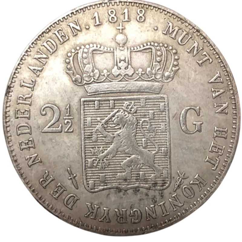 1818 Нидерланды 2 5 Gulden-King Willem Серебряная КОПИЯ монета
