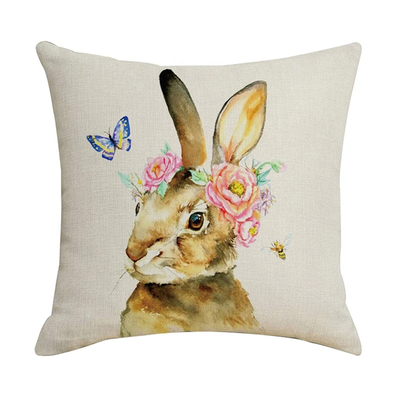 

Easter Pillowcase Rabbit Printed Decoration Cover Pillow Case Sofa Cushion Car Home Living Room Decor 45X45cm
