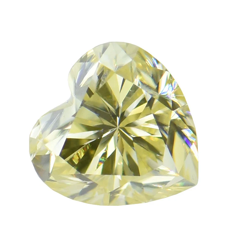 

1-2ct Heart Moissanite Loose Stones Original Yellow Color VVS1 Real Moissanite Diamond Bead with Gra Pass Tester for Diy Jewelry