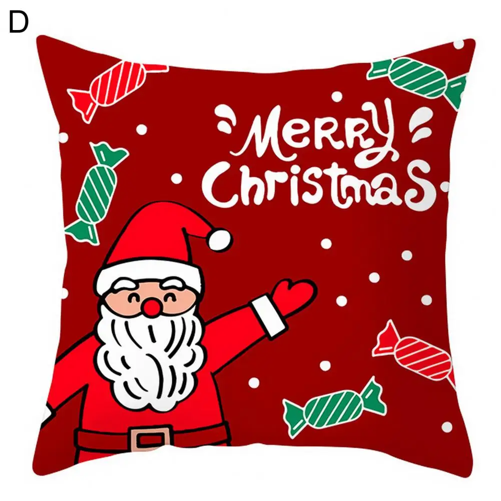

Soft Pillowcase Festive Winter Pillow Covers Santa Claus Snowflakes Elk Prints for Farmhouse Home Decor 45x45cm Hidden Zipper