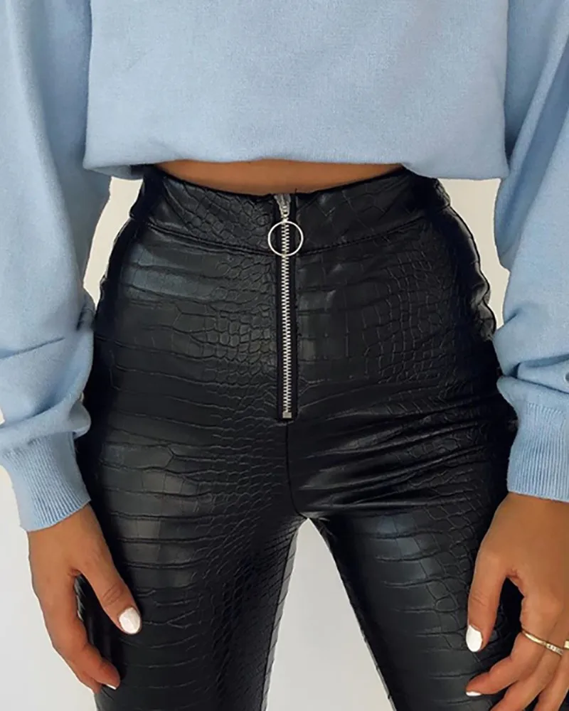 

Штаны с высокой талией и рельефной застежкой-молнией ioothany 2023