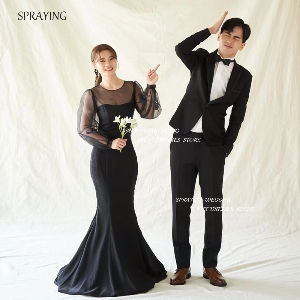 ВЕСНАЯ Черная Русалка Элегантные свадебные платья для стрельбы с круглым