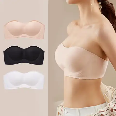 Bandeau Bra Tube Top Strapless Brassiere Seamless Bralette Women Wedding Bras  Push Up Invisible Underwear Wireless Lingerie